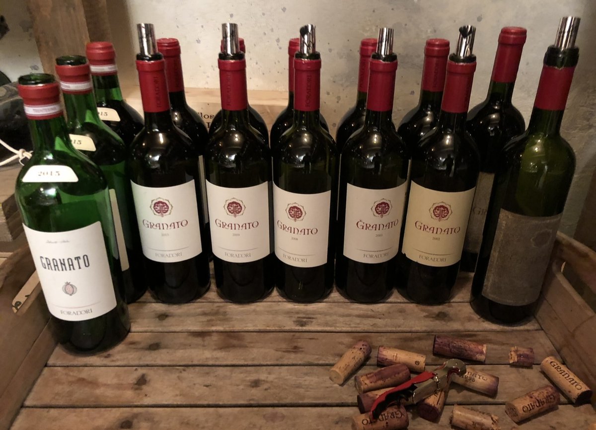 SommGrapes's tweet photo. Teroldego is the red wine grape of Trentino. And the Granato is the cult wine, the top wine from Elisabetta Foradori's winery. We tasted 10 vintages spread over 30 years. Really cool view in to the changes of the winery and the wines https://t.co/EW9ASgBfr1