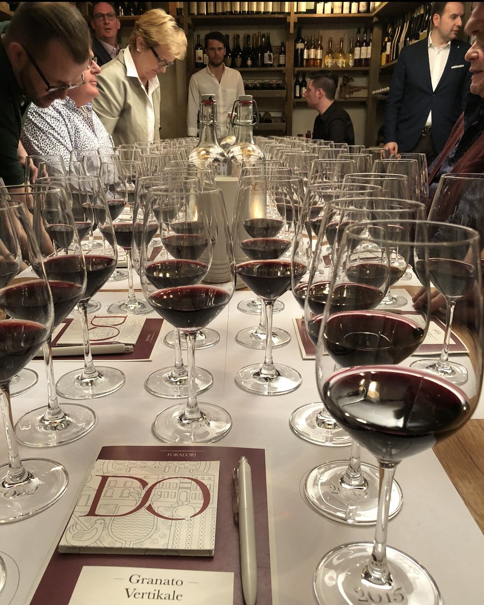 SommGrapes's tweet photo. Teroldego is the red wine grape of Trentino. And the Granato is the cult wine, the top wine from Elisabetta Foradori's winery. We tasted 10 vintages spread over 30 years. Really cool view in to the changes of the winery and the wines https://t.co/EW9ASgBfr1