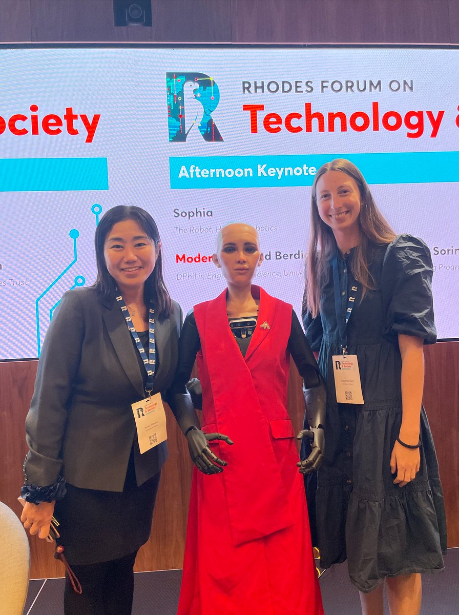 Rhodes #TechAndSociety2023 Purpose-driven tech that is ethically, responsibly, and collaboratively implemented holds much potential to make the world a better place! @rhodes_trust @RealSophiaRobot @hansonrobotics @Clarendon_OU @theramsaycentre