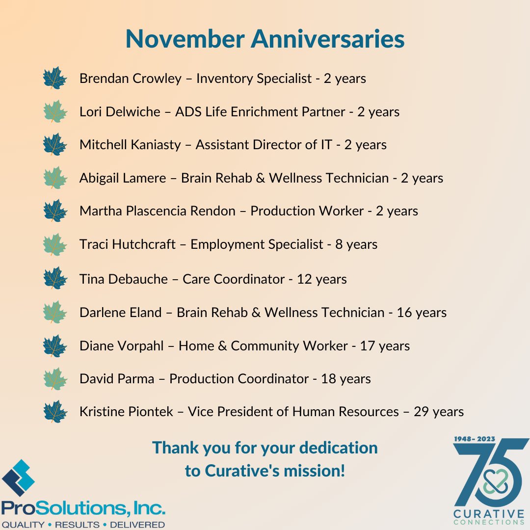 Thank you to these incredible members of #TeamCurative for your dedication to our mission!

#EmployeeAnniversary #GreenBay #Wisconsin #GreenBayJobs