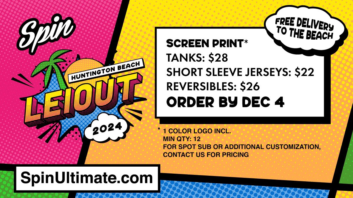 Idk about you, but we just CANNOT wait for the beach! Which is why we’ve got a special promotion just for you 😎🏖️

•
•
#leiout #LeiOut2024 #beach #ultimate #ultimatefrisbee #frisbee #beachfrisbee #spin