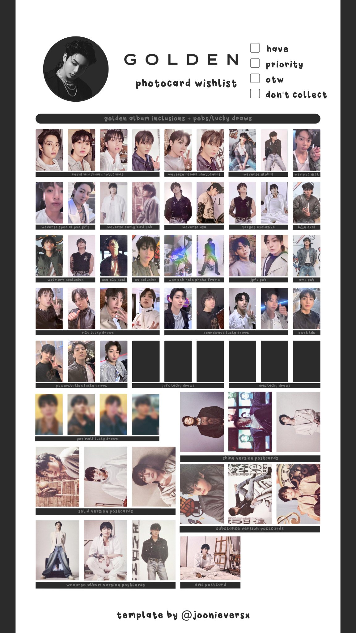 BTS JUNGKOOK GOLDEN ALBUM CHINA YZY WITHFANS POB PHOTOCARD
