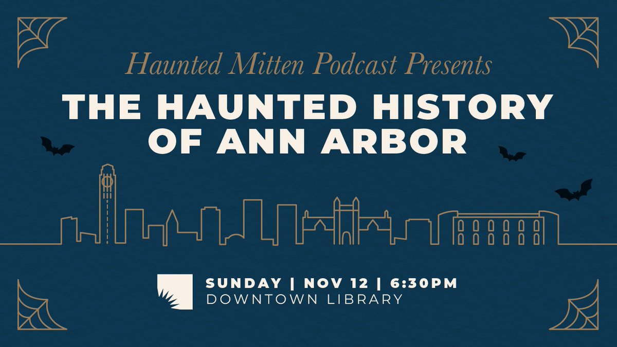 TOMORROW! Join the hosts of <a href="/HauntedMitten/">Haunted Mitten Podcast 🎙️👻</a> Podcast as they talk about the spookier side of Ann Arbor. Discover the secrets that linger in your favorite local businesses and prepare for a hauntingly good time!

6:30 pm at the Downtown Library.

aadl.org/node/622713