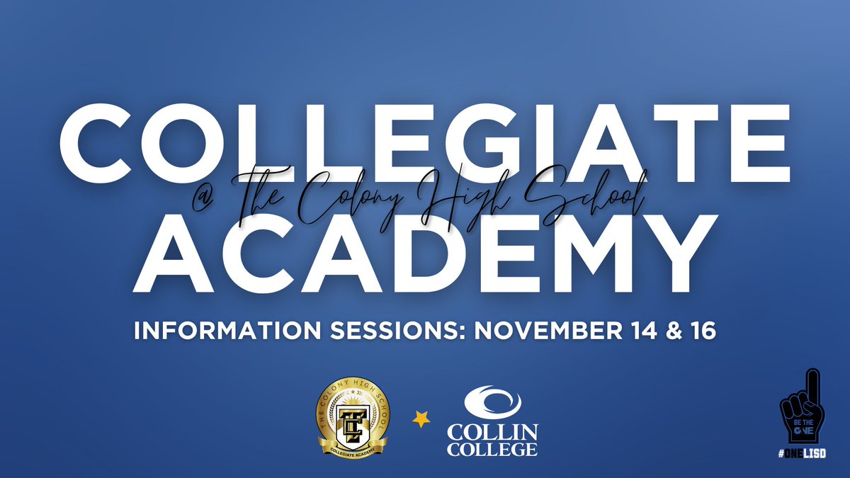 Want to explore the opportunities available to future LISD 9th graders through the Collegiate Academy?

Learn more about this incredible program at our upcoming informational session, hosted at HHS on Thursday, Nov. 16 at 6 p.m.

Learn more at LISD.net/Academy.