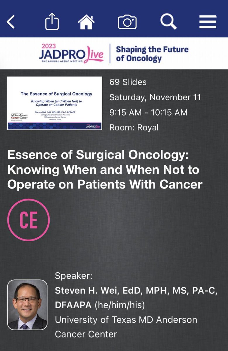Great time at #JADPROLive and honored to speak on the “Essence of Surgical Oncology: To Operate or Not to Operate on Cancer Patients”! #oncsurgery #endcancer <a href="/MDAndersonNews/">MD Anderson Cancer Center</a>