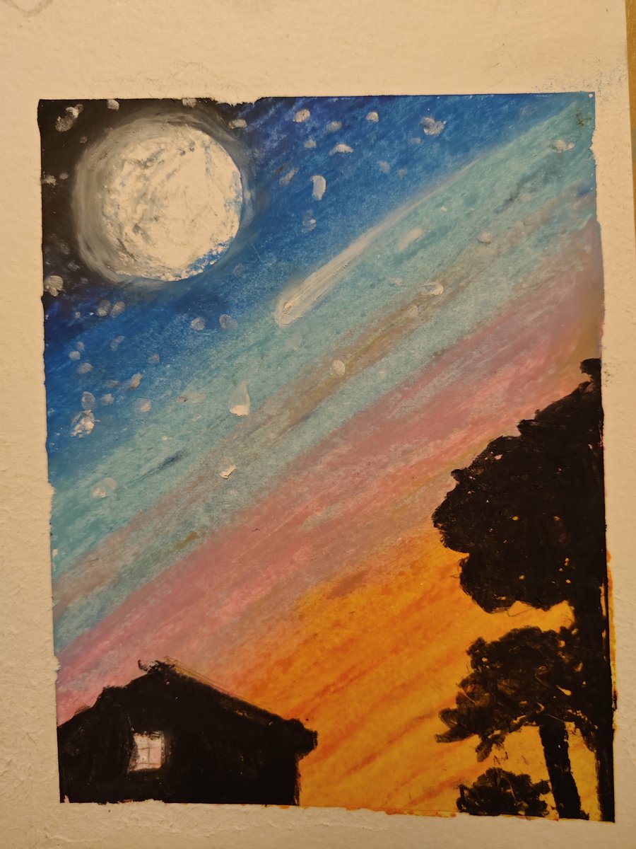 First time using oil pastels and I'm enjoying it, finger blending makes me feel like a kid again haha
