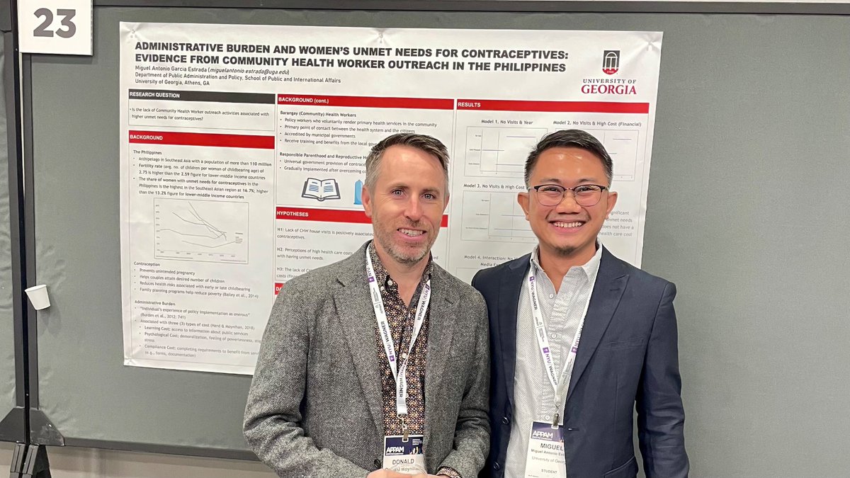 Capped my amazing #2023APPAM experience with a meaningful conversation with @APPAM_DC President-elect and leading Administrative Burden scholar @donmoyn during my poster session (1/2).