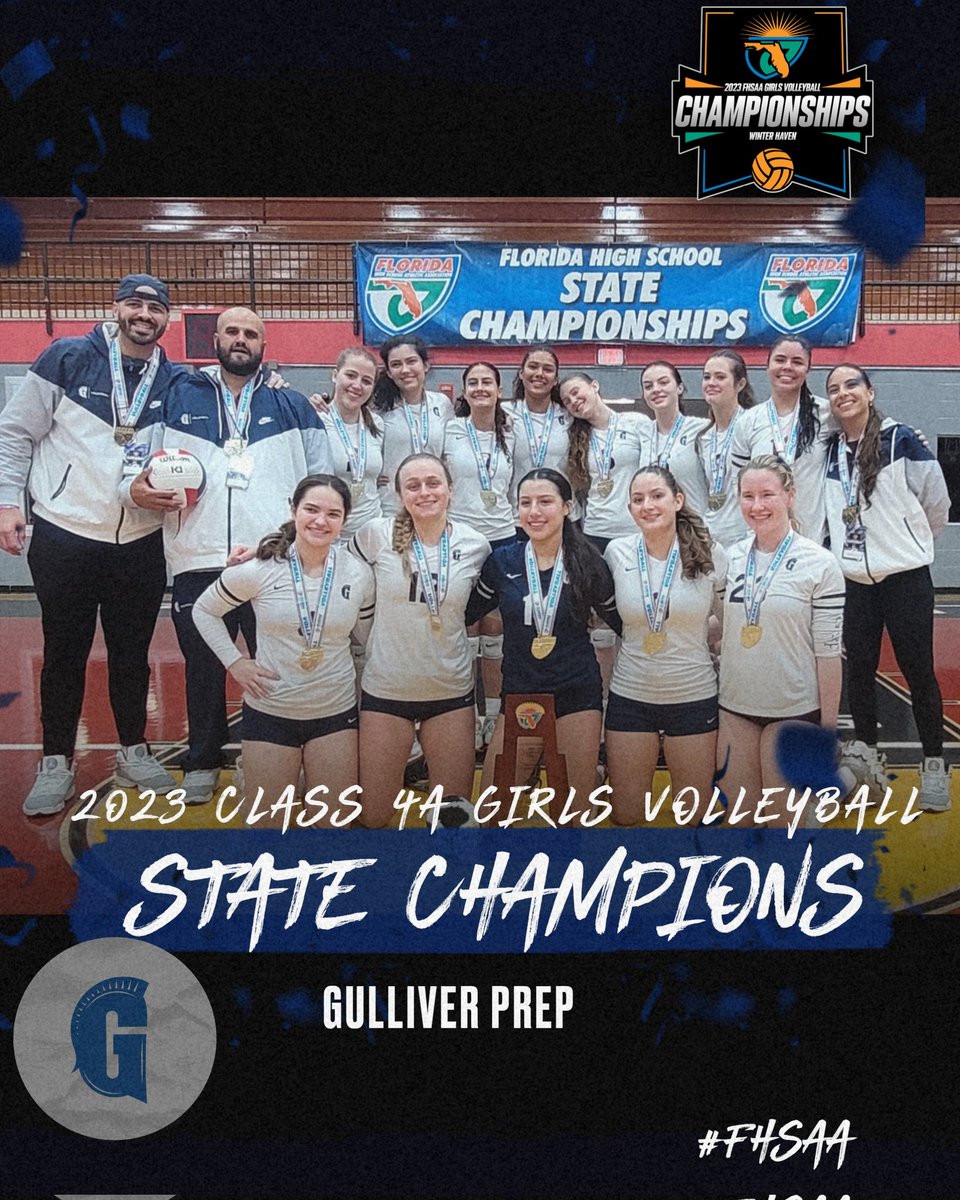 🏐🥇🏆 Congratulations to our 4A #FHSAA Girls Volleyball State Champions! The Gulliver Prep Raiders! @GPrep_Athletics
