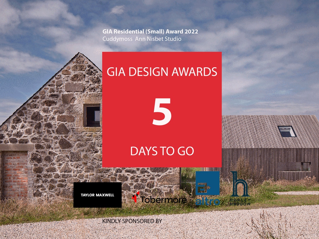 It is almost time for the 2023 GIA Design Awards Dinner!⁠
⁠
With just 5 days to go, remember the 2022 Small Residential category award - Cuddymoss by Ann Nisbet Studio. ⁠
⁠
We want to thank our wonderful sponsors again, Altro, Harley Haddow, Tobermore and Taylor Maxwell.