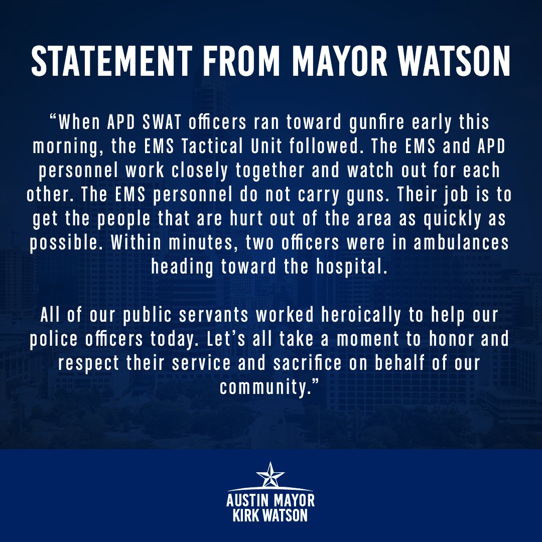 All of our public servants worked heroically to help our police officers today. Let’s all take a moment to honor and respect their service and sacrifice on behalf of our community. Full Statement:
