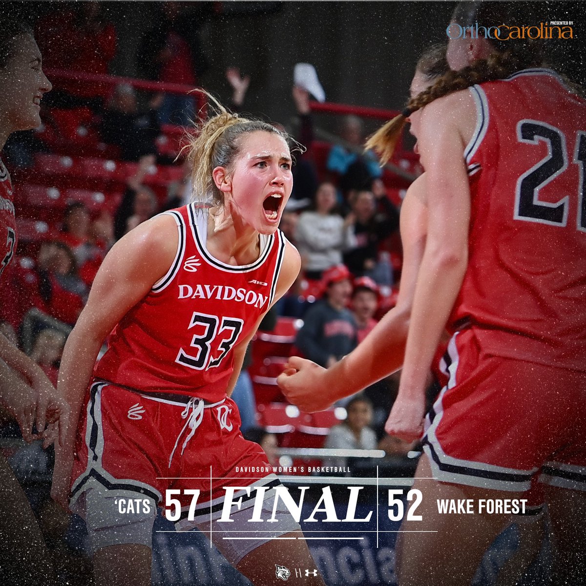 LET'S GOOOOO 2-0!!!! #CatsWin!! Davidson defeats Wake Forest for the first time since 1998‼️ Elle Sutphin tallied 1⃣8⃣ points and Charlise Dunn brought in 9⃣ rebounds in part of a 57-52 victory!