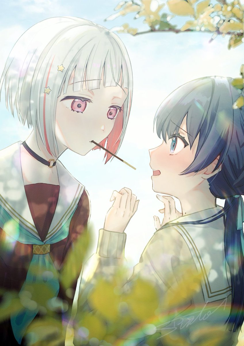 「つづさやでポッキーゲーム 」|すいと🎺のイラスト