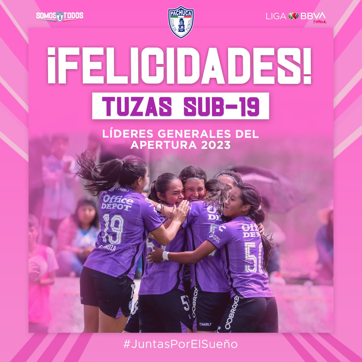 🔝 Nuestras #TuzasSub19 llegaron a 4️⃣2️⃣ puntos (10 triunfos, 4 empates, 1 derrota y 8 puntos por penales) para erigirse súper lideres del #Apertura2023 rumbo a la liguilla de la <a href="/LigaBBVAFemenil/">LigaBBVAFemenil</a> #Sub19 ¡Felicidades #TalentoTuzo #Femenil!👏🏻

🤍💙#PachucaSomosTodos #VamosLasTuzas💜