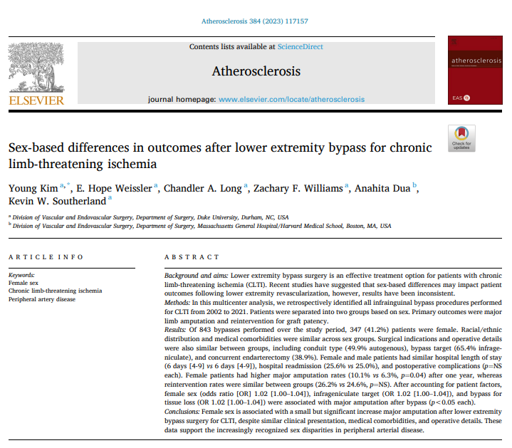 Dawn Coleman (@colemandm_vasc) on Twitter photo Hot off the press!! <a href="/DukeVascular/">Duke Vascular</a> surgeons examine sex-based differences in outcomes after lower extremity bypass for CLTI!! Important work from <a href="/YoungKimMD/">Young Kim</a> <a href="/ehweissler/">E. Hope Weissler</a> <a href="/kwsoutherland/">Kevin Southerland</a> <a href="/AnahitaDua/">Anahita Dua MD MS MBA FACS</a> et al. Hot off the press!! <a href="/DukeVascular/">Duke Vascular</a> surgeons examine sex-based differences in outcomes after lower extremity bypass for CLTI!! Important work from <a href="/YoungKimMD/">Young Kim</a> <a href="/ehweissler/">E. Hope Weissler</a> <a href="/kwsoutherland/">Kevin Southerland</a> <a href="/AnahitaDua/">Anahita Dua MD MS MBA FACS</a> et al.
