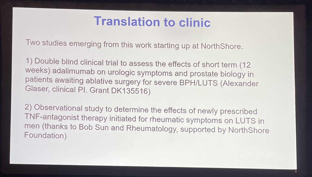 Autoimmune disorders are associated with BPH, but men undergoing treatment have fewer diagnoses than the general population. 

Excited to see Simon Hayward’s upcoming clinical study looking at the LUTS trends in men taking TNF Antagonists. 
#urologysbur #sbur2023