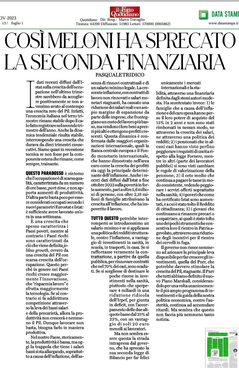 PTridico's tweet photo. Il mio articolo di oggi su @fattoquotidiano - la Legge di bilancio sbagliata https://t.co/nzwVLxDDh9