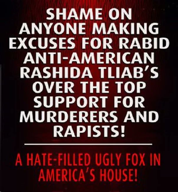 Hate filled Tlaib should have been expelled
<a href="/45dtj/">Robert 🇺🇲</a>
<a href="/827js/">Jeff pontz</a>
<a href="/cmir_r/">سليمان ناصر السبيعي </a> 
<a href="/Pixie1z/">ƤƖҲƖЄ</a>
<a href="/Zegdie/">⧼D̼⧽⧼i̼⧽⧼a̼⧽⧼n̼⧽⧼e̼⧽ 🐈‍⬛</a>
<a href="/LR2552/">Lance in Texas</a>
<a href="/Ikennect/">I am Ken</a>
<a href="/ToniLL22/">Toni</a>
<a href="/AnBeOnd/">infini_dee_</a>
<a href="/MagaErrn/">MagaERRN</a>
<a href="/kashunco/">Pat Patriot</a>
<a href="/maga4joe/">Joe Patriot</a>
<a href="/PSwal807/">Penny Calls a Lid 🇺🇸🇮🇹</a>
<a href="/1Gforce45/">girl 🍊</a>
<a href="/IrvingSpud/">Irving Spud</a>
<a href="/CruisersV8/">Jake-James Walker 🇺🇸</a>
<a href="/bobprodus/">🇺🇸Bob 🇺🇸 #Patriot</a>
<a href="/Chris_Value/">Chris 🍊</a>
<a href="/mbscuba10/">Monica B.</a>
<a href="/thandar324/">Lord Thandar</a>
<a href="/angie_anson/">Angie</a>
<a href="/PNTXforever/">ProudNativeTX</a>