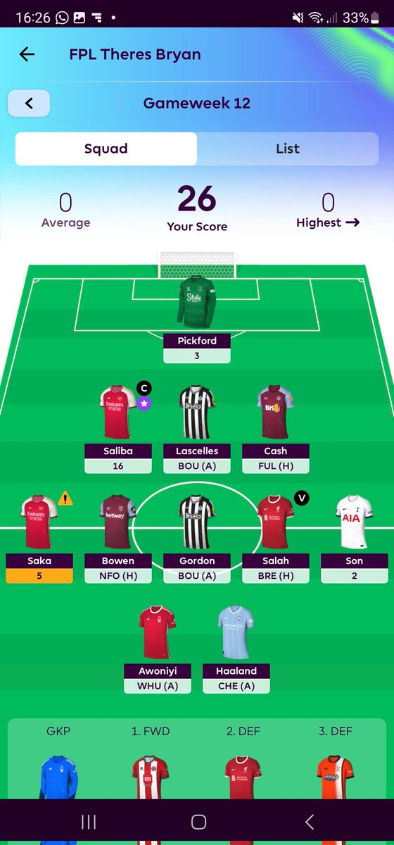 Bryanlaird's tweet photo. @FPLMate Update your spreadsheets, for the first time this season the data suggested a defender captain. Should also of been a clean sheet as Tomiyasu was fouled, denied a clean sheet. But trust the Statistics. https://t.co/LO0hjQr0tW