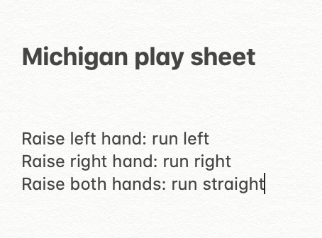 Michigan's playcall sheet:
#MichiganVsEverybody #MichiganVsPennState