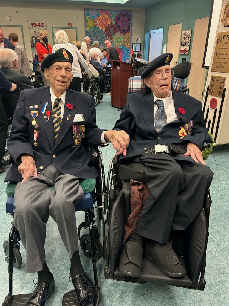 On this day, we remember those who gave their lives for our freedom but also those who fought and are still with us today. Robert Taylor on left (101 years oldl, Lyman Peardon on right (102 years) old.  #WW2veterans