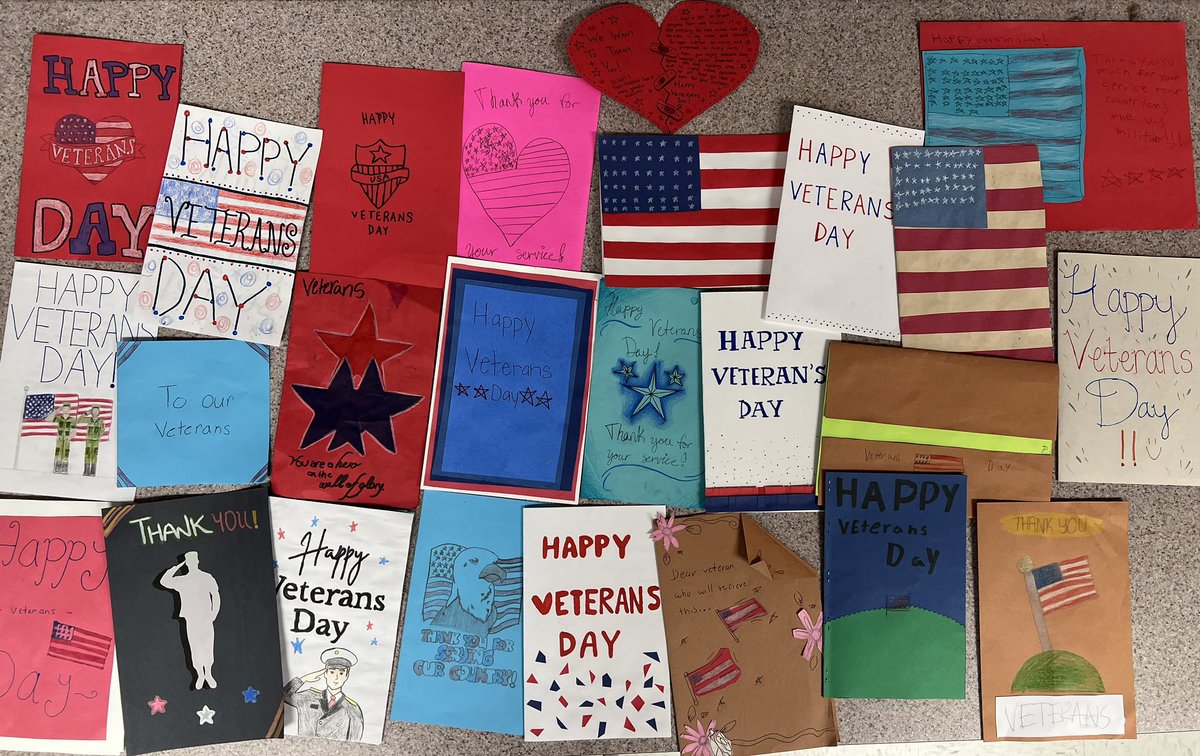FloresvilleISD's tweet photo. We love this! For their November Service Project, Floresville Middle School NJHS members created Veterans Day cards, which were then delivered to the residents of Frank M. Tejeda Texas State Veterans Home. What a great way to show appreciation to our local veterans! 🇺🇸 https://t.co/K45LYrKtla