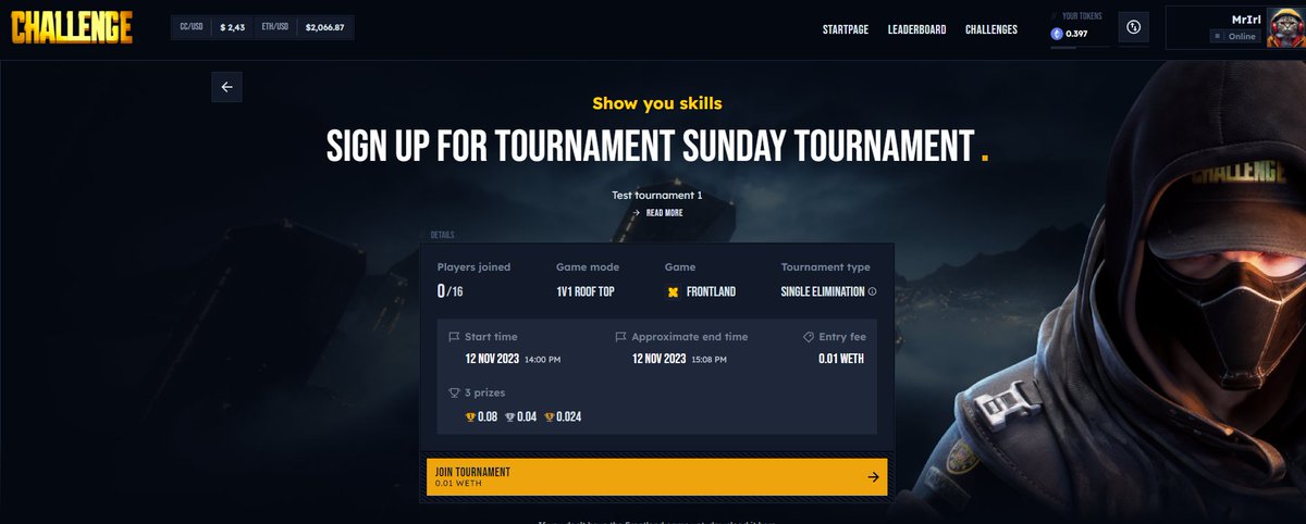 challengedotgg's tweet photo. ⏳ The clock is ticking, OGs! First CHALLENGE is live for signup!
16 hours left to sign up for the #Frontland tournament. Don't miss your chance to be part of this epic battle. This isn't just a game, it's a showdown of the best. Sign up now and get ready to make history! 🎮🌟 #FirstCall #OGTournament #Countdown