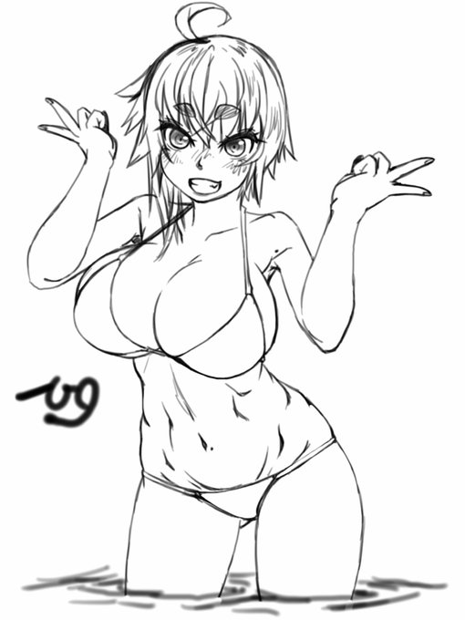 久々に水着絵ラフ。#九嶺蓮歌 