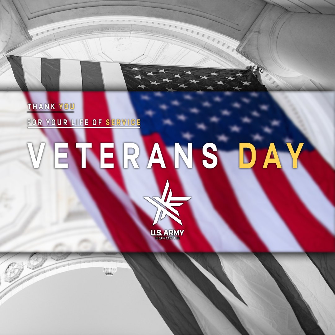 USArmyesports's tweet photo. On #VeteransDay , we honor the brave men and women who have stepped forward to defend our nation throughout history.
We have over 300 Veterans within our community.
We thank you for your service and for joining the USAE program! https://t.co/8cPP0vdwqi