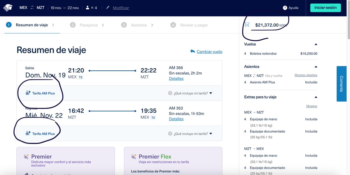 albertomty's tweet image. Para que vean que no siempre la aerolínea de “bajo costo” es realmente de bajo costo. Mismo vuelo, mismas fechas @Vivaaerobus 17 mil pesos MAS CARO que @aeromexico #VivaAerobus en tarifa “SMART” que no se que tiene de inteligente y #Aeromexico en #AMPLUS que ofrece mejores cosas