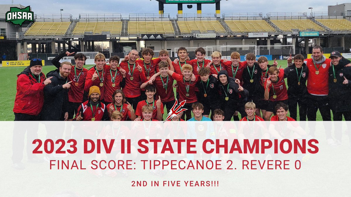 Allow me to introduce to you the 2023 OHSAA Div. II State Champions...the Tippecanoe Red Devils. We close the season with a 2-0 victory over Revere to finish 22-1-1 and win our 2nd title in five years!! Way to go Tipp!!
@TippBoysSoccer
#Hornsup