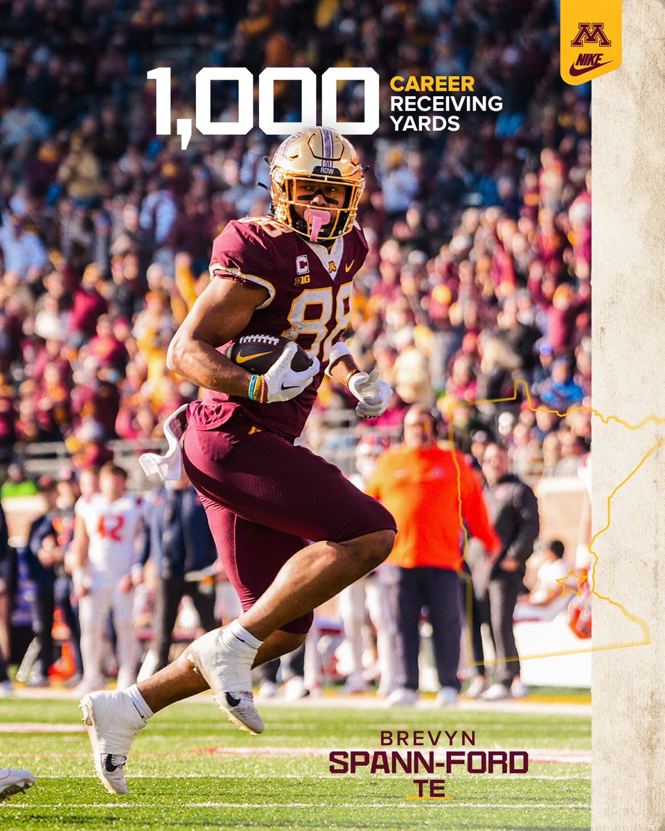 .@brevyn_ has hit 1️⃣0️⃣0️⃣0️⃣ career receiving yards!

#RTB #SkiUMah #Gophers