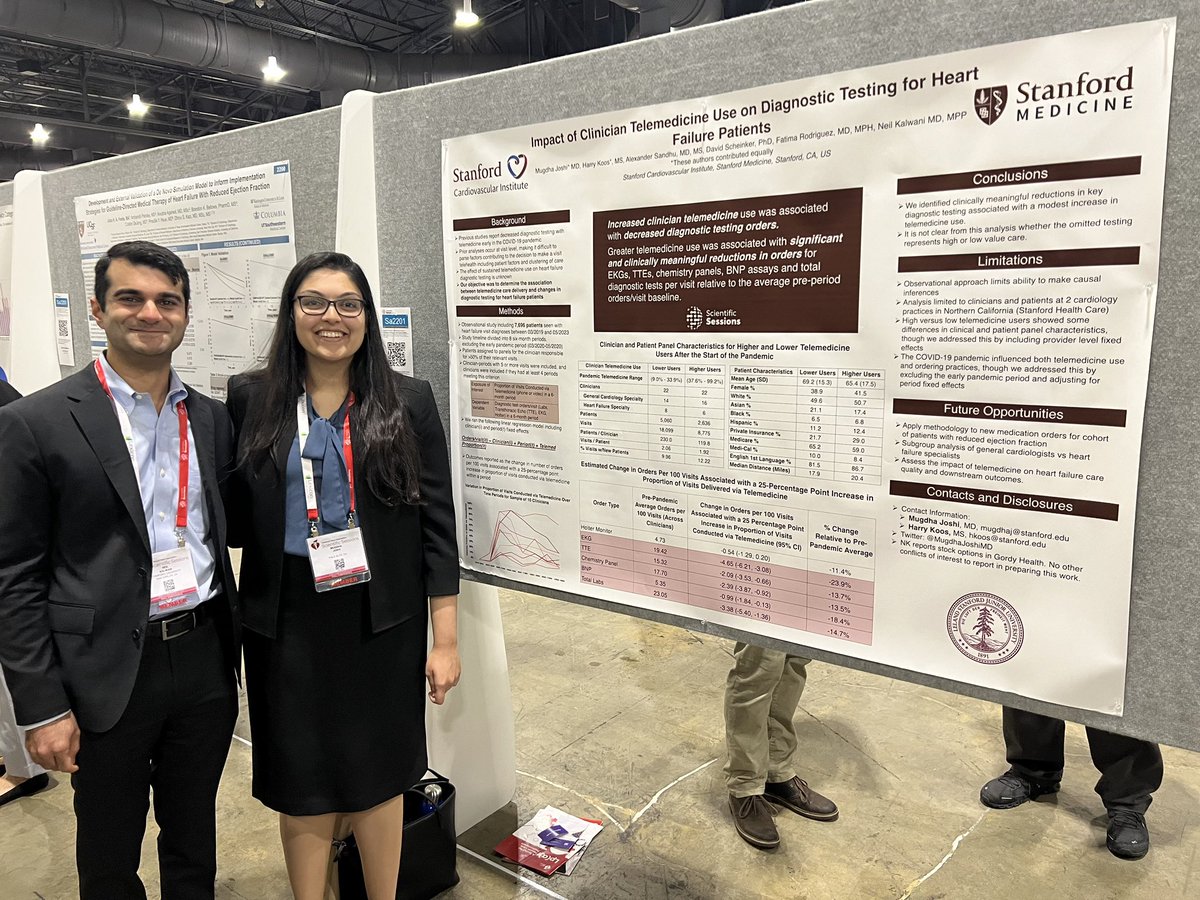 Neil Kalwani (@neilkalwani) on Twitter photo Awesome work by ⭐️ <a href="/StanfordDeptMed/">Stanford Department of Medicine</a> chief resident <a href="/MugdhaJoshiMD/">Mugdha Joshi</a> presenting our evaluation of the impact of clinician #telemedicine use on diagnostic testing rates for heart failure patients today at #AHA23 <a href="/FaRodriguezMD/">Fatima Rodriguez</a> <a href="/SURFStanfordMed/">David Scheinker</a> <a href="/ATSandhu/">Alex Sandhu</a> <a href="/StanCVFellows/">StanfordCVFellowship</a> Awesome work by ⭐️ <a href="/StanfordDeptMed/">Stanford Department of Medicine</a> chief resident <a href="/MugdhaJoshiMD/">Mugdha Joshi</a> presenting our evaluation of the impact of clinician #telemedicine use on diagnostic testing rates for heart failure patients today at #AHA23 <a href="/FaRodriguezMD/">Fatima Rodriguez</a> <a href="/SURFStanfordMed/">David Scheinker</a> <a href="/ATSandhu/">Alex Sandhu</a> <a href="/StanCVFellows/">StanfordCVFellowship</a>
