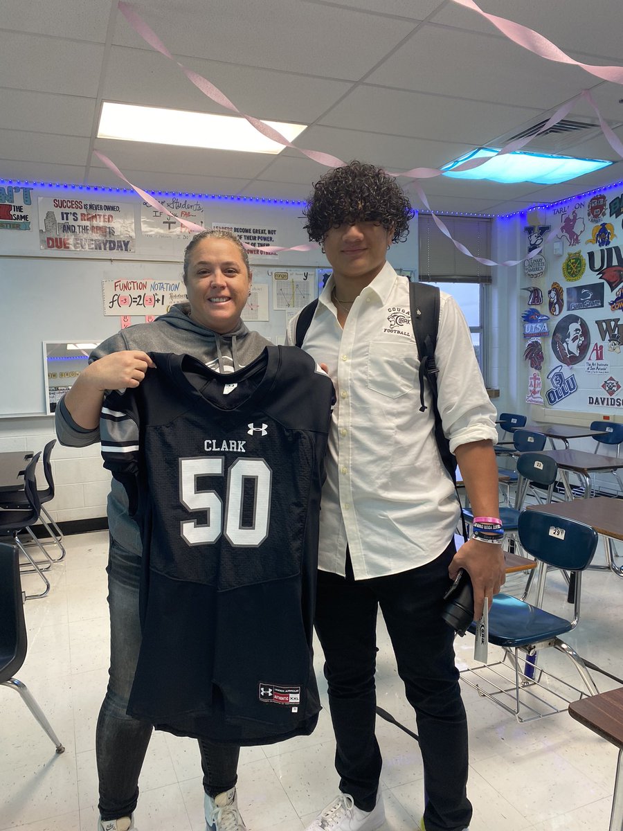 Becca Halliburton (@coachhalli) on Twitter photo Shoutout to Canaan for giving me his first varsity jersey! I’m so proud of you and the young man you are. Best of luck tonight!!! I’ll be there!
Go COOGS!!! 🐾🏈 <a href="/FbCougar/">ClarkCougarFB</a> Shoutout to Canaan for giving me his first varsity jersey! I’m so proud of you and the young man you are. Best of luck tonight!!! I’ll be there!
Go COOGS!!! 🐾🏈 <a href="/FbCougar/">ClarkCougarFB</a>