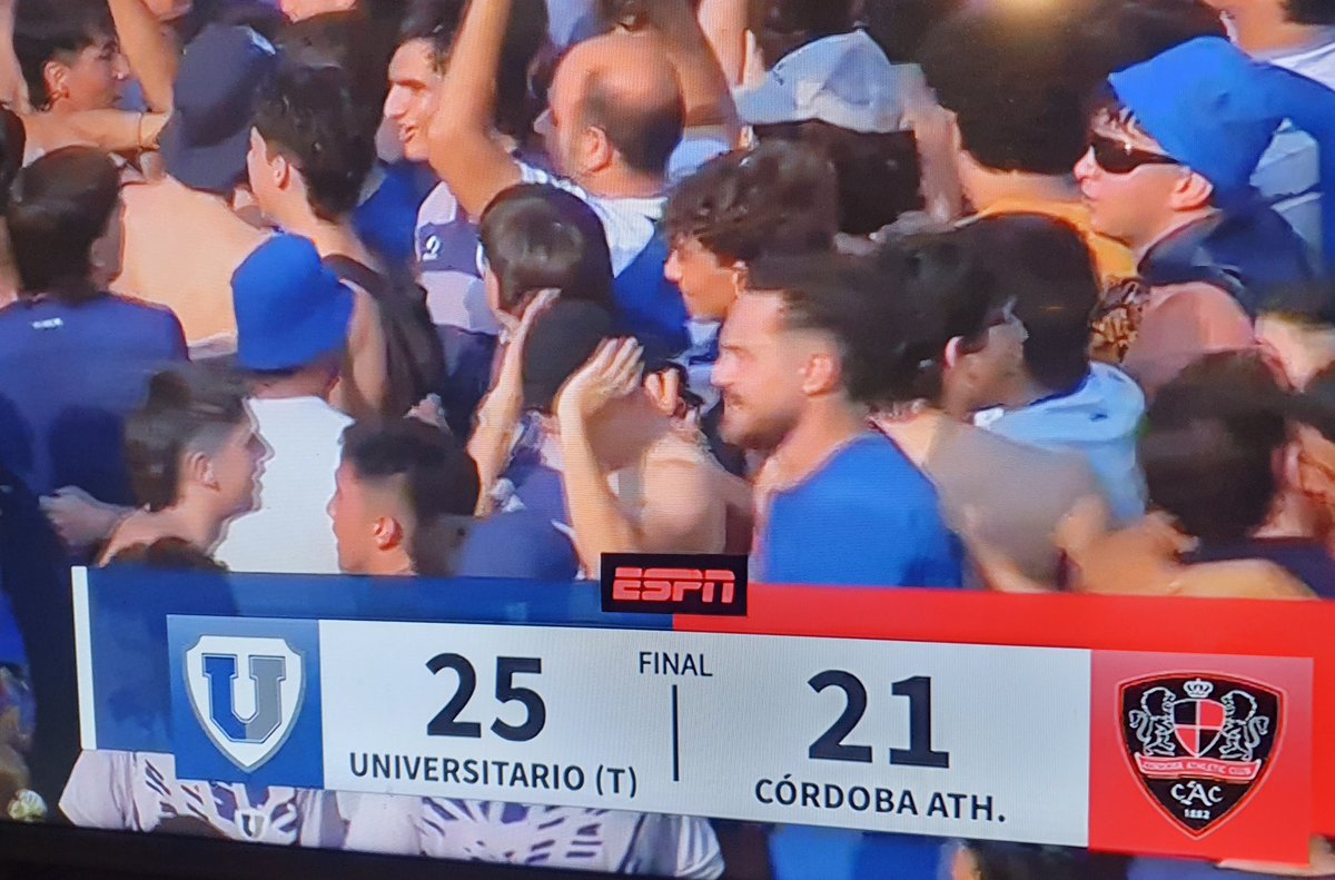 𝗨𝗡𝗜 𝗖𝗔𝗠𝗣𝗘𝗢𝗡 𝗗𝗘𝗟 𝗜𝗡𝗧𝗘𝗥𝗜𝗢𝗥🇦🇷👏🏼👏🏼👏🏼
Primera ⭐️ a nivel nacional

Hasta se permitió sufrir. Ganaba 25 a 7 en el ST y Athletic se puso 4 abajo, a 10 del final. 

La U aguantó. Y lo ganó 25 a 21. 

Actitud, aptitud, carácter, juego y garra. Es un gran CAMPEÓN Uni.