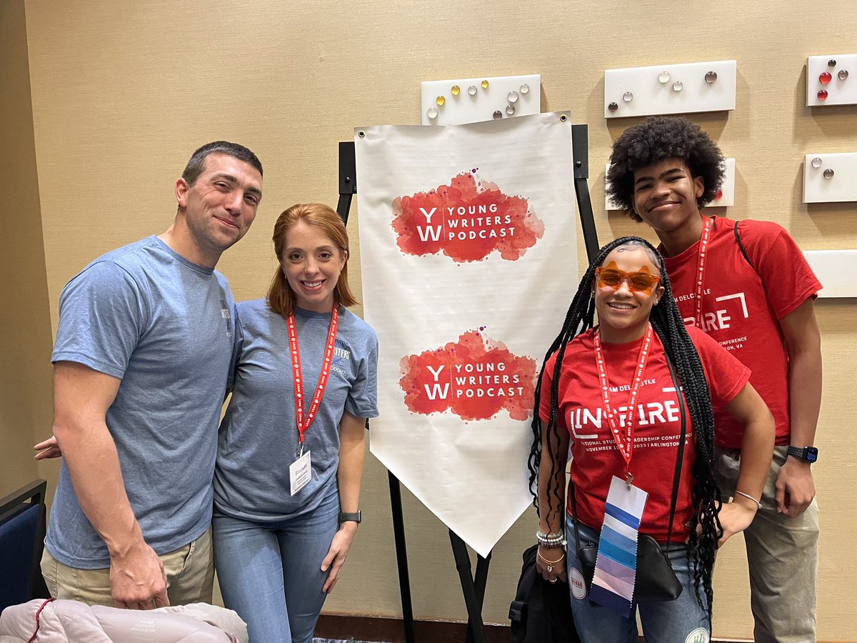 Sarah_Dunn_2's tweet photo. Here we have two sophomores, one MA and one ST, from @delcastle_ths recording a podcast about SEL activities they enjoy at the @NASSP #LEADConf https://t.co/lBSPyRiQZg
