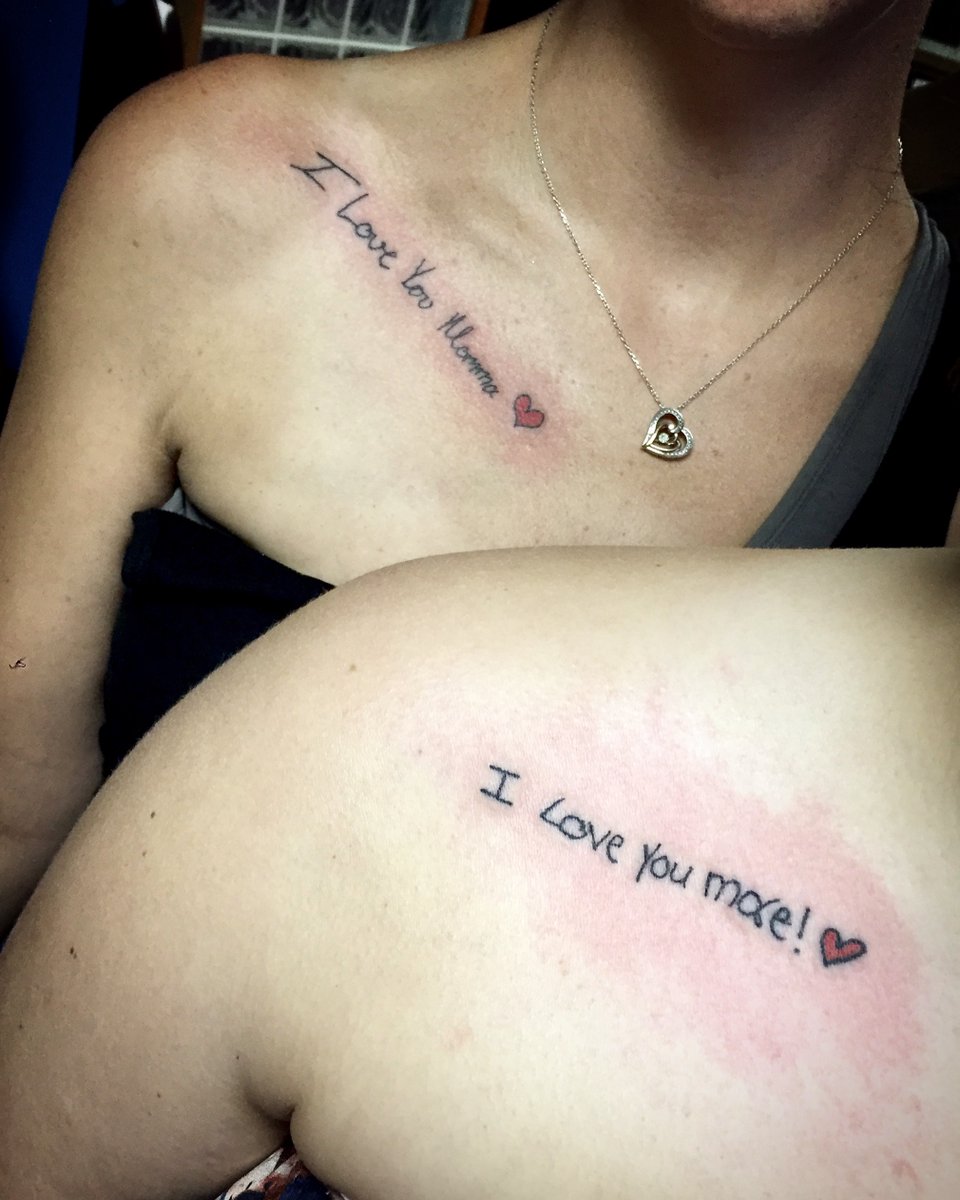 ZebraTattooz's tweet photo. Matching #motherdaughter tattoos done by Cliff on the collar bone https://t.co/0wsRdMncAe