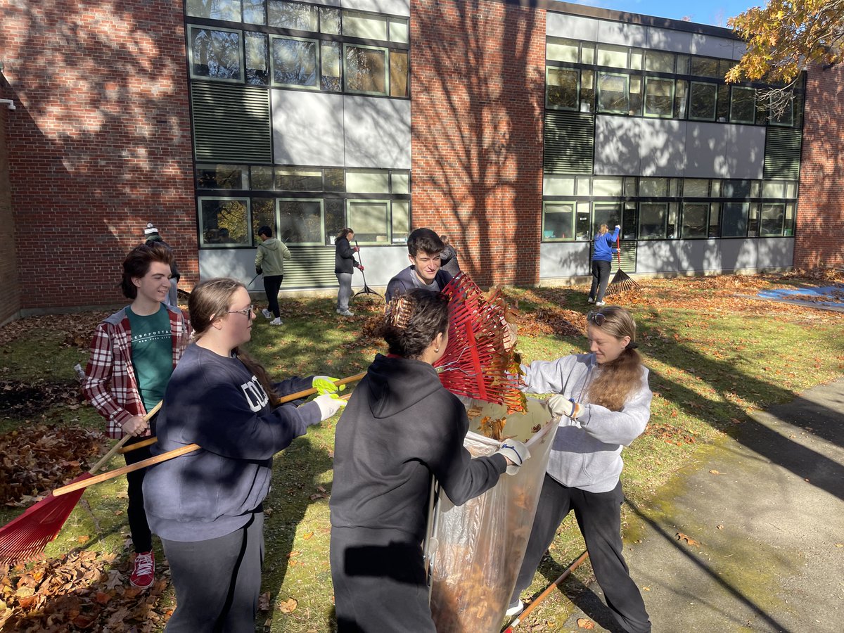 TriMHopedale's tweet photo. Great day for Leaf Raking around the JSHS with Tri-M and National Honor Society!  Thank you to everyone who showed up for community service! 60 bags of leaves! @hopedalejshs @DerekAtherton1 @HopedaleAP @kcrebasehps @MrBeaudry1 @cchatham5 @hopedalelibrary @dhodgensHHS https://t.co/iE5gtdlv2h