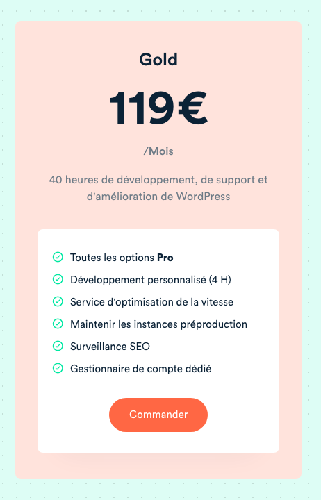 ex_wordpress's tweet photo. Maintenance WordPress Gold
Toutes les options Pro
Développement personnalisé (4 H)
Service d'optimisation de la vitesse
Maintenir les instances préproduction
Surveillance SEO
Gestionnaire de compte dédié
https://t.co/QDm5ukWN3o

#WordPress  #maintenance_wordpress https://t.co/i7II750NDd