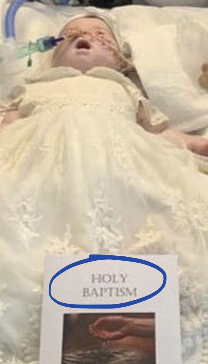 HicExPopularem's tweet photo. As a father, I’m angry at the death cult.

As a man saved by God’s grace, I rejoice. This beautiful lamb is wearing her baptismal dress where she’s washed clean &amp; joins Jesus in His glorious resurrection.

Death no longer has dominion over this precious girl. Praise God ❤️ https://t.co/bmeCd8EVML