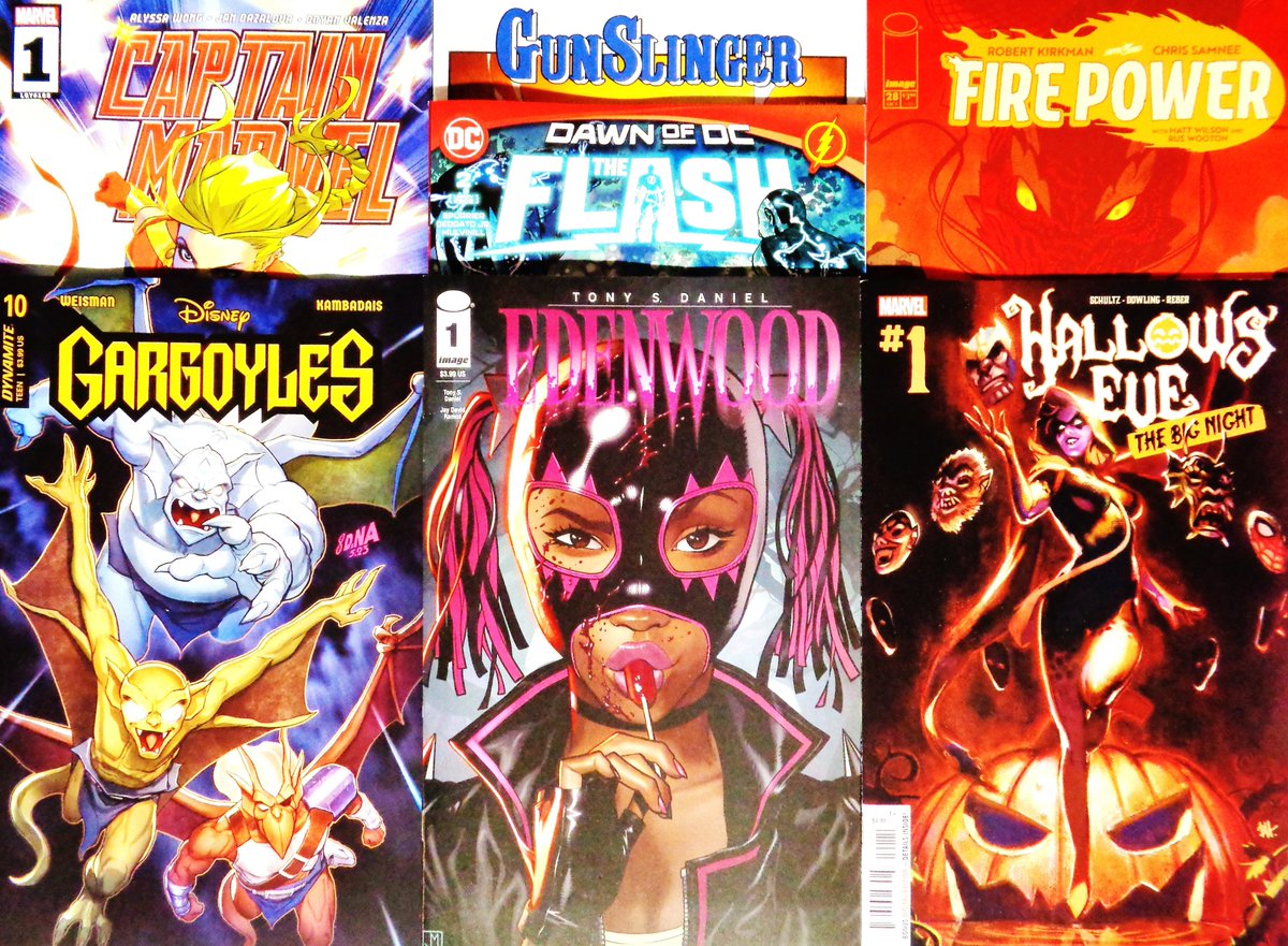 The second batch of comics released the week of October 25th that I brought home from the comic book store: Edenwood, Gargoyles, Fire Power, Captain Marvel, Gunslinger Spawn, The Flash, and Hallows' Eve: The Big Night.