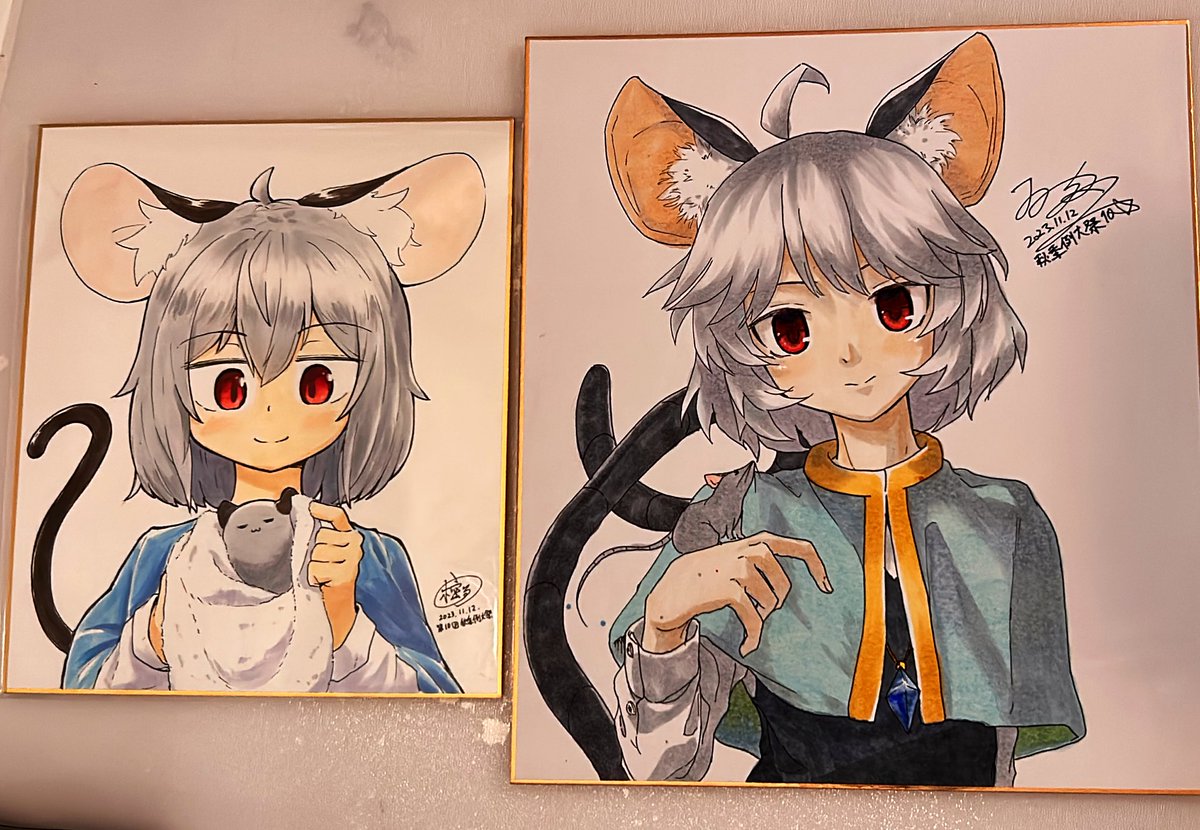 ナズーリン 「色紙描いた! 今日頒布してるです」|ゐーちょのイラスト