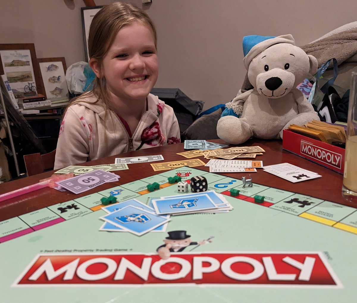 Thanks to <a href="/EPSElton/">Elton Primary School</a> board game library, we're spending Saturday evening getting whooped at Monopoly by someone who barely gets the rules. 🥴😂 #MissMoneybags