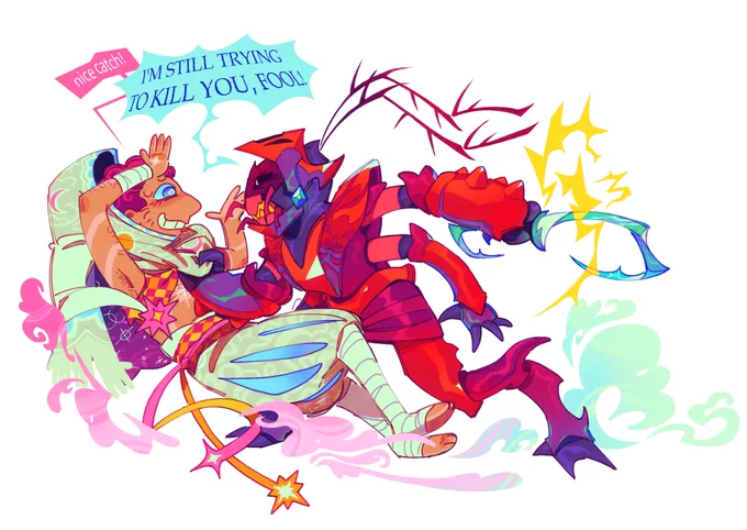 someone asked for my interpretations of the characters prismo and scarab wouldve made at the end of fionna and cake, so here we have Sīdus the Fallen star and The Carmine Cavalier (also regarded as Carma (like karma)) 