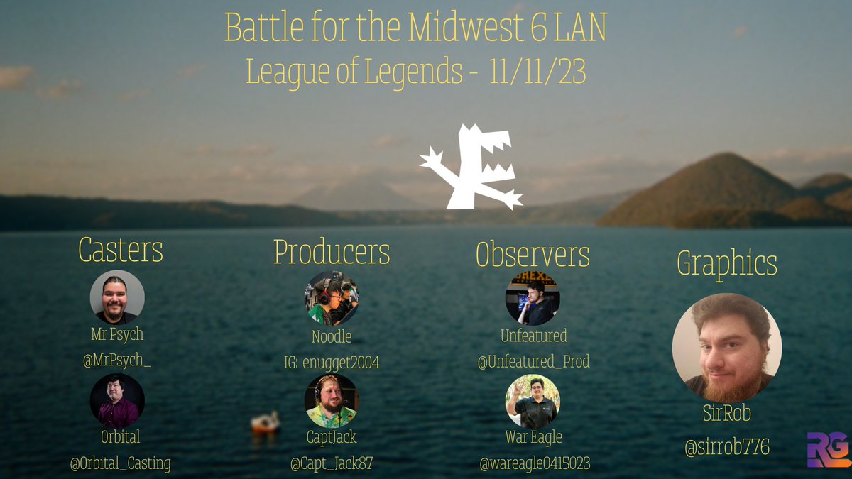 kaiju corp ferry (@kaijucorpferry) on Twitter photo The last champion to be crowned of #BftM6...
Who will walk away the victor?
Grand Finals
<a href="/IWUEsports/">Illinois Wesleyan Esports</a> Sword vs Lakers Esports
Catch the action live now in venue at <a href="/ScrimsCenter/">Scrims Esports Gaming Center</a> or online at twitch.tv/revolutiongging
Other Staff Socials
<a href="/MrPsych_/">Psych</a>
instagram.com/enugget2004 The last champion to be crowned of #BftM6...
Who will walk away the victor?
Grand Finals
<a href="/IWUEsports/">Illinois Wesleyan Esports</a> Sword vs Lakers Esports
Catch the action live now in venue at <a href="/ScrimsCenter/">Scrims Esports Gaming Center</a> or online at twitch.tv/revolutiongging
Other Staff Socials
<a href="/MrPsych_/">Psych</a>
instagram.com/enugget2004