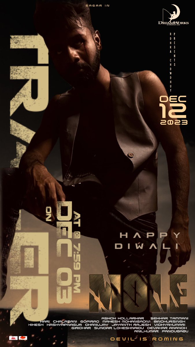 PadalaSagar2's tweet photo. #Trailer on @ Dec O3 PM ✨😎💥 #Happy Diwali #MOLE team https://t.co/M1vzZbaWFy
