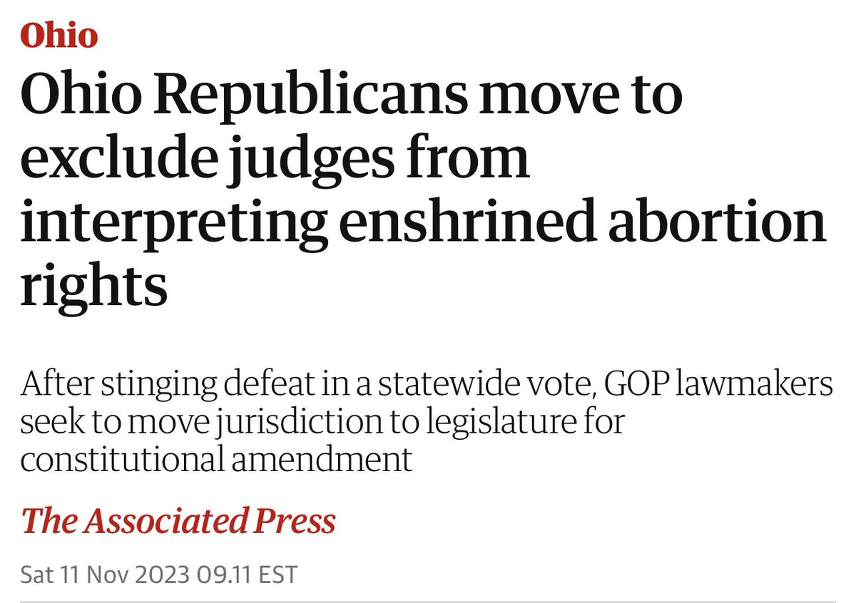 Now that the state of Ohio has spoken, and the overwhelming majority want to guarantee their right to reproductive care, Ohio Republicans are moving to take that power away from the voters. Ohio lawmakers are attempting to block Judges from interpreting the passage of the