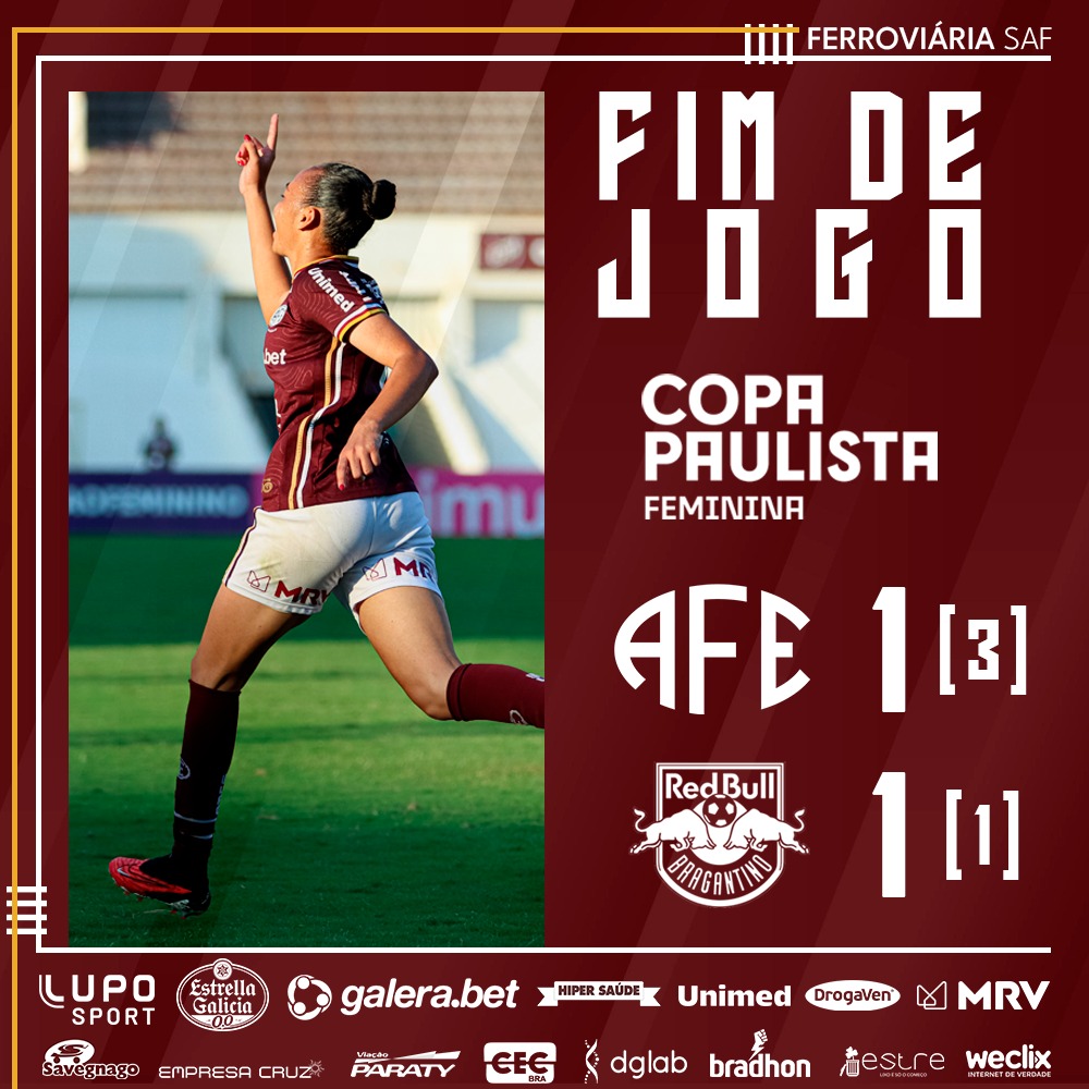 FERROVIÁRIA É CAMPEÃ DA COPA PAULISTA FEMININA NOS PÊNALTIS CONTRA