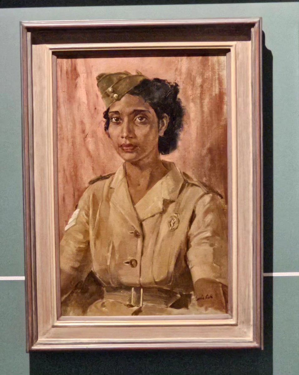 Company Quartermaster Sergeant Van Omoheusen of the ATS, Ceylon 
Leslie Cole, 1945
Oil on Canvas
 #lestweforget🌹#chapmanjs <a href="/I_W_M/">Imperial War Museums</a>