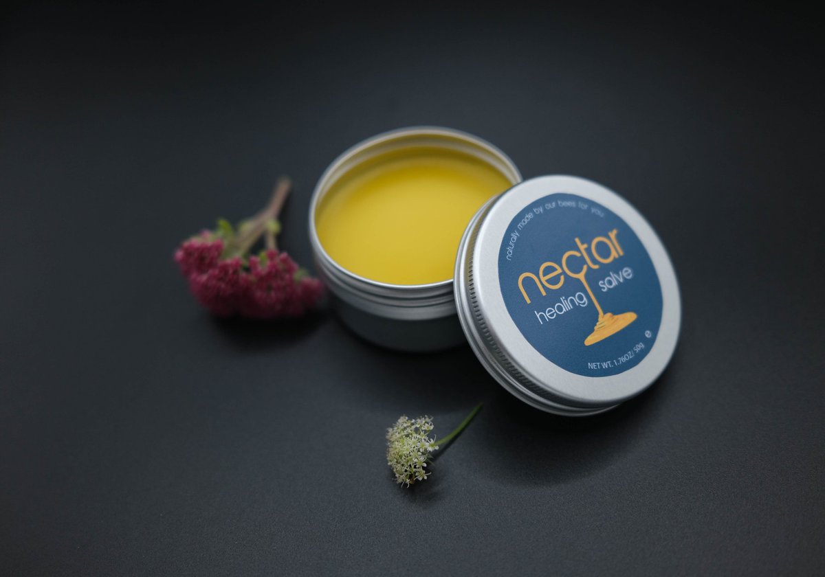 allaboutnectar's tweet photo. Introducing our Healing Salve.

We rely on age old proven &amp; natural ingredients selected from the local area. 
We have handpicked Plantain, together with our own honey &amp; beeswax &amp; lavender for its soothing properties.
It's a sustainable, fully natural salve handmade with care. 🫶 https://t.co/1dhP59af9V