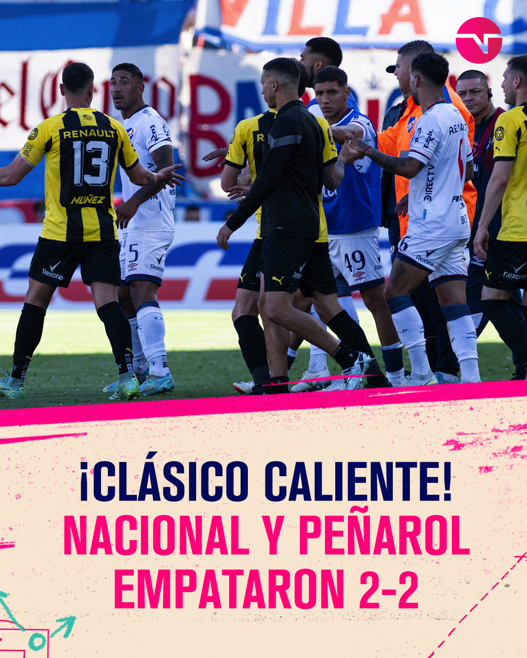 Nacional y Peñarol empataron 2-2 en el clásico del fútbol uruguayo